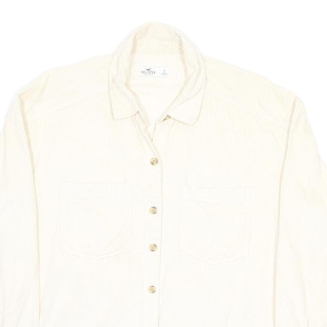 HOLLISTER Womens Cream Shirt S Cotton Button Up Casual Long Sleeve