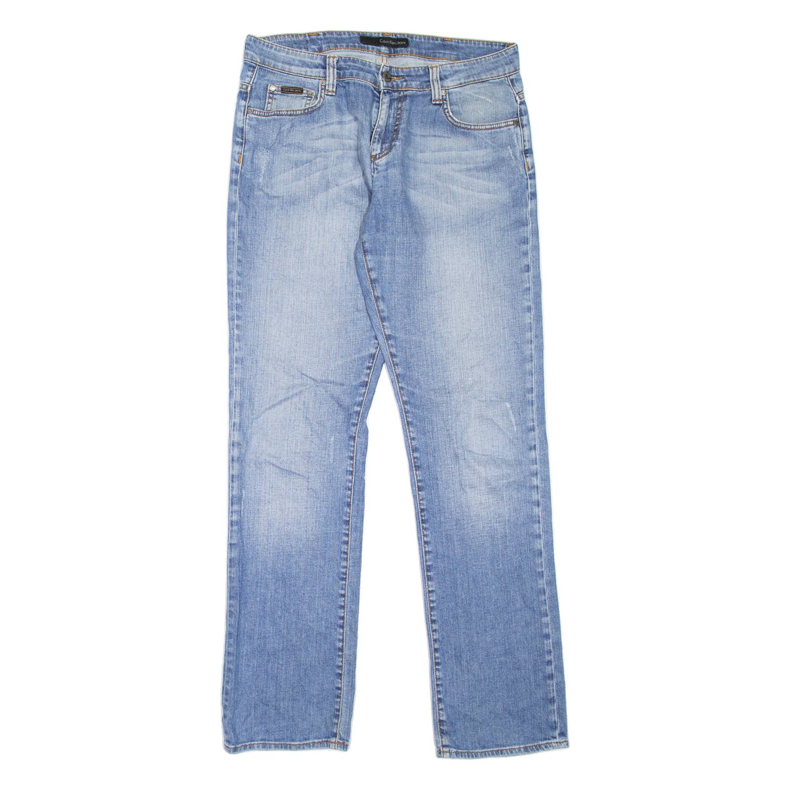 CALVIN KLEIN JEANS Womens Jeans Blue Regular Straight Stone Wash W32 L33