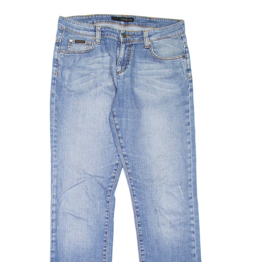 CALVIN KLEIN JEANS Womens Jeans Blue Regular Straight Stone Wash W32 L33