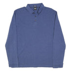 BOSS HUGO BOSS Mens Blue Long Sleeve Plain Polo Shirt XL Cotton Blend Classic