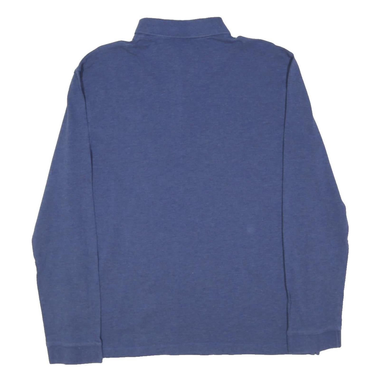 BOSS HUGO BOSS Mens Blue Long Sleeve Plain Polo Shirt XL Cotton Blend Classic