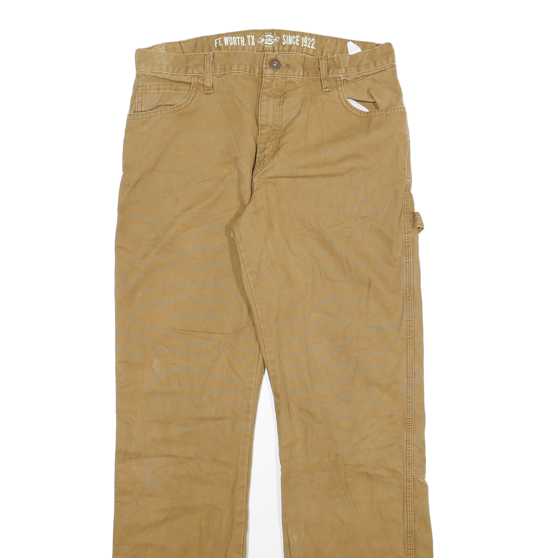 DICKIES Mens Cotton Blend Beige Regular Fit Straight Leg Trousers W30 L31
