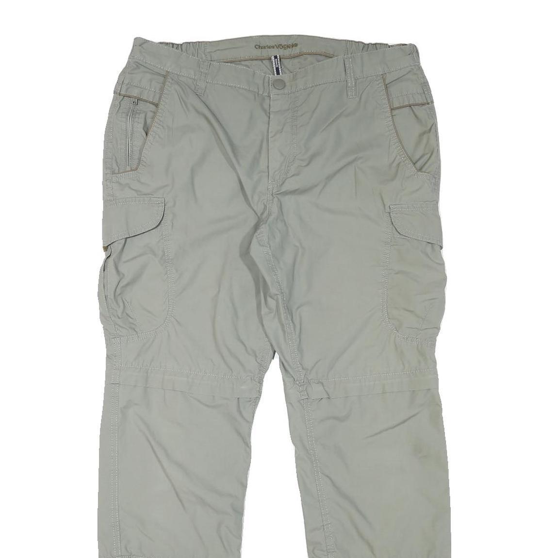 CHARLES VOGELE Mens Regular Fit Beige Polyester Blend Trousers W34 L31 Cargo