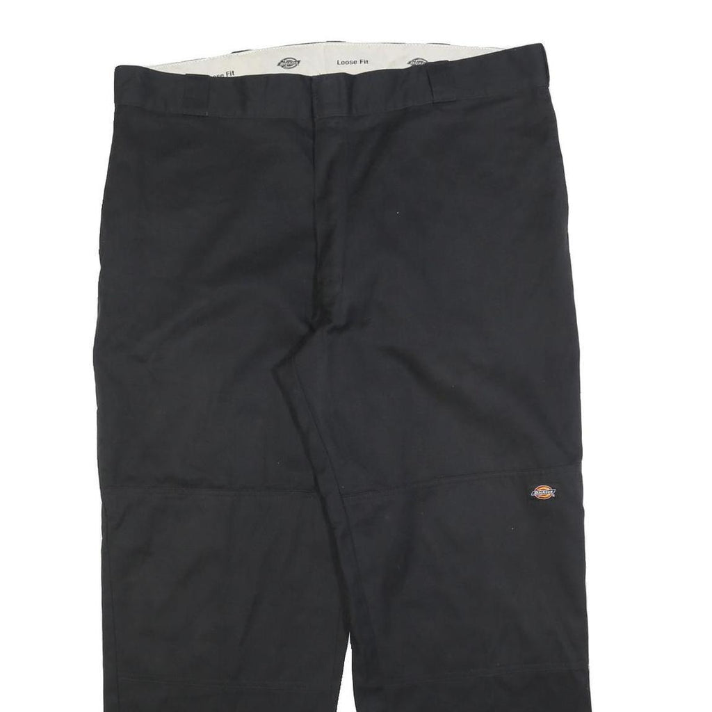 DICKIES Mens Black Cotton Blend Regular Fit Straight Leg Trousers W42 L30