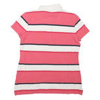 TOMMY HILFIGER Womens Pink & White Striped Short Sleeve Polo Shirt XL Cotton