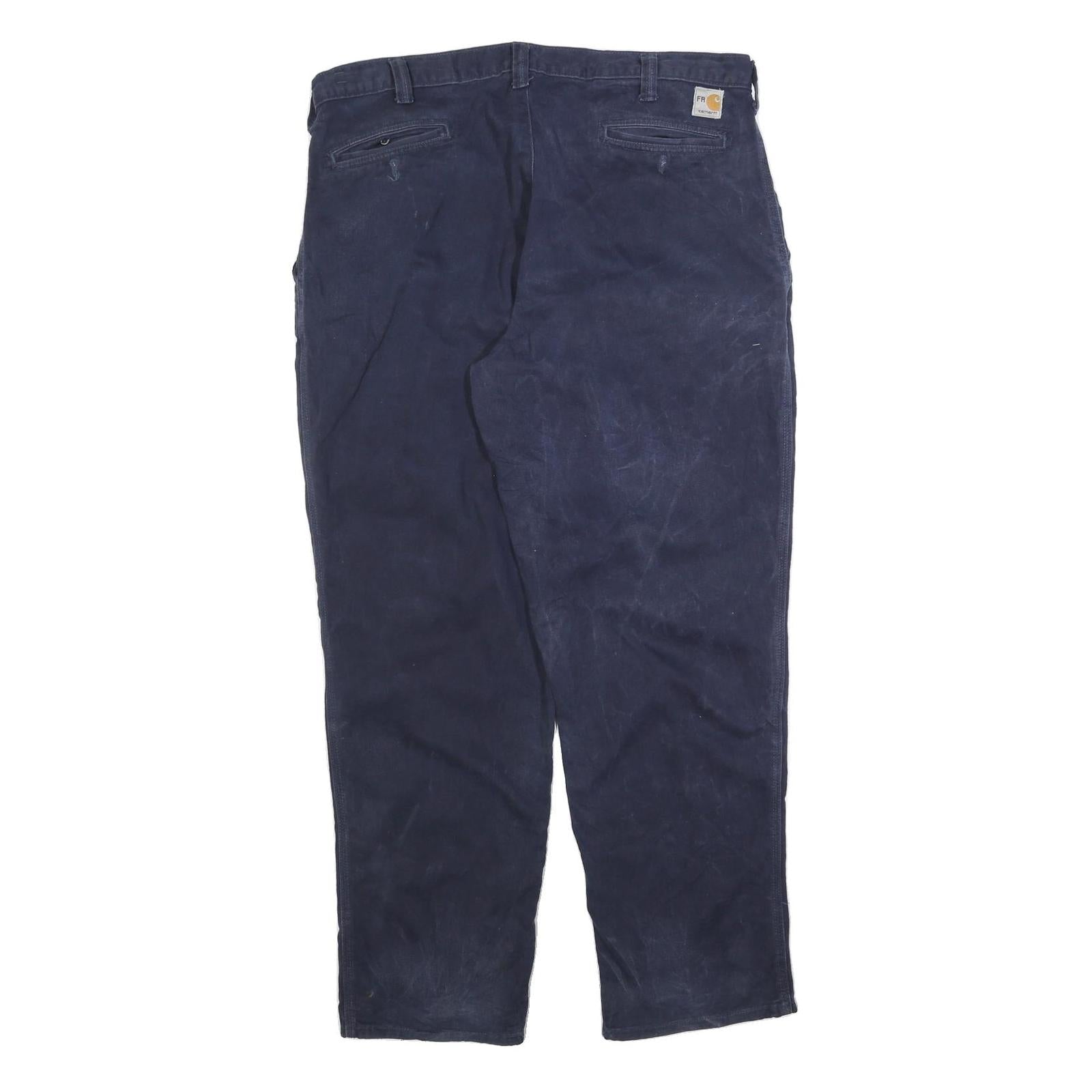 CARHARTT Mens Navy Blue Regular Fit Straight Leg Trousers W40 L32 Cotton Blend