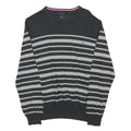 TOMMY HILFIGER Mens Grey & Light Grey Striped Pattern Plain Crew Neck Basic Knit