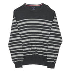 TOMMY HILFIGER Mens Grey & Light Grey Striped Pattern Plain Crew Neck Basic Knit