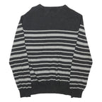 TOMMY HILFIGER Mens Grey & Light Grey Striped Pattern Plain Crew Neck Basic Knit
