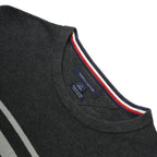 TOMMY HILFIGER Mens Grey & Light Grey Striped Pattern Plain Crew Neck Basic Knit