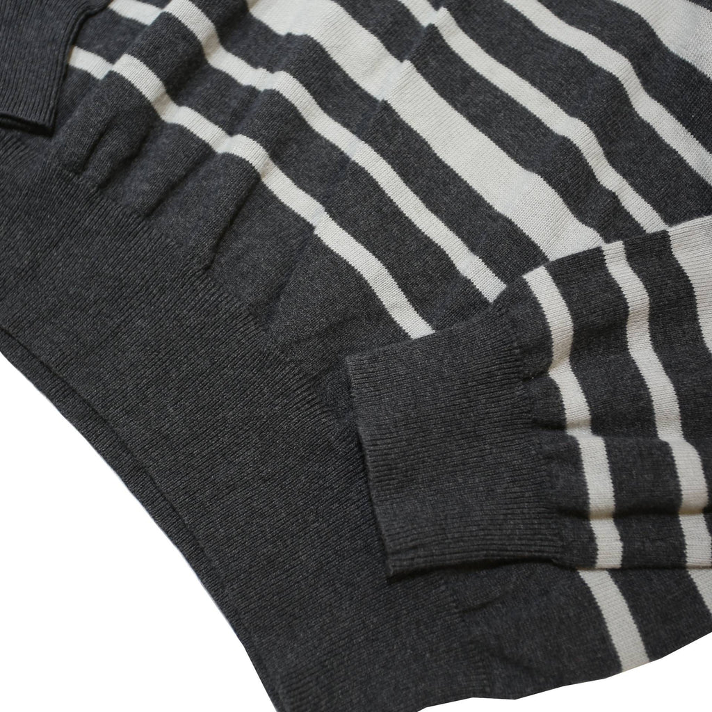 TOMMY HILFIGER Mens Grey & Light Grey Striped Pattern Plain Crew Neck Basic Knit