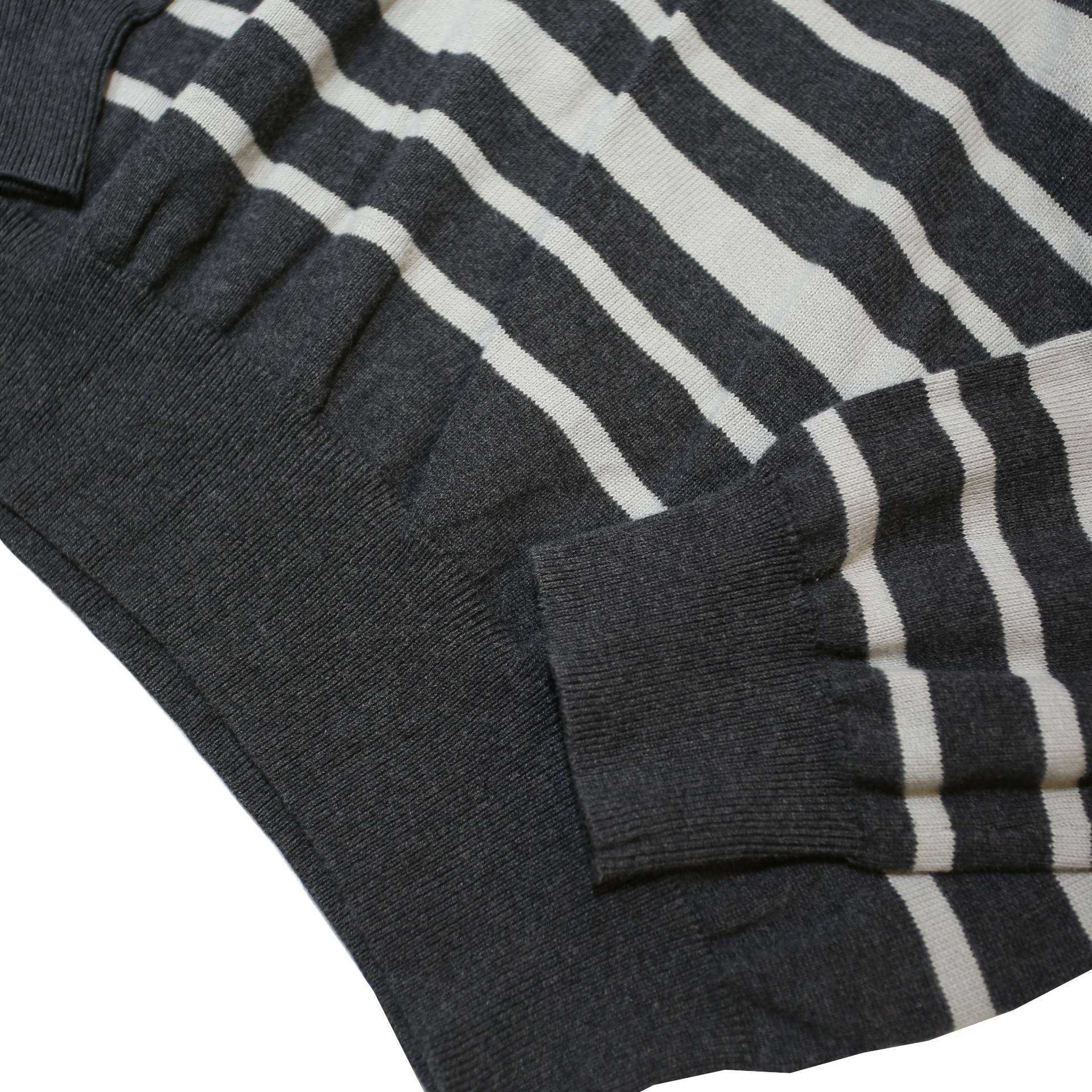 TOMMY HILFIGER Mens Grey & Light Grey Striped Pattern Plain Crew Neck Basic Knit