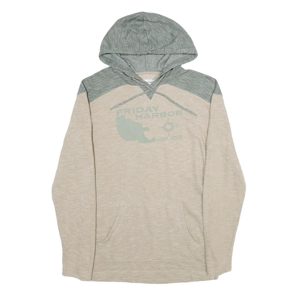 CHAMPION Mens Beige & Grey Friday Harbor Pullover Hoodie S Casual Cotton Blend