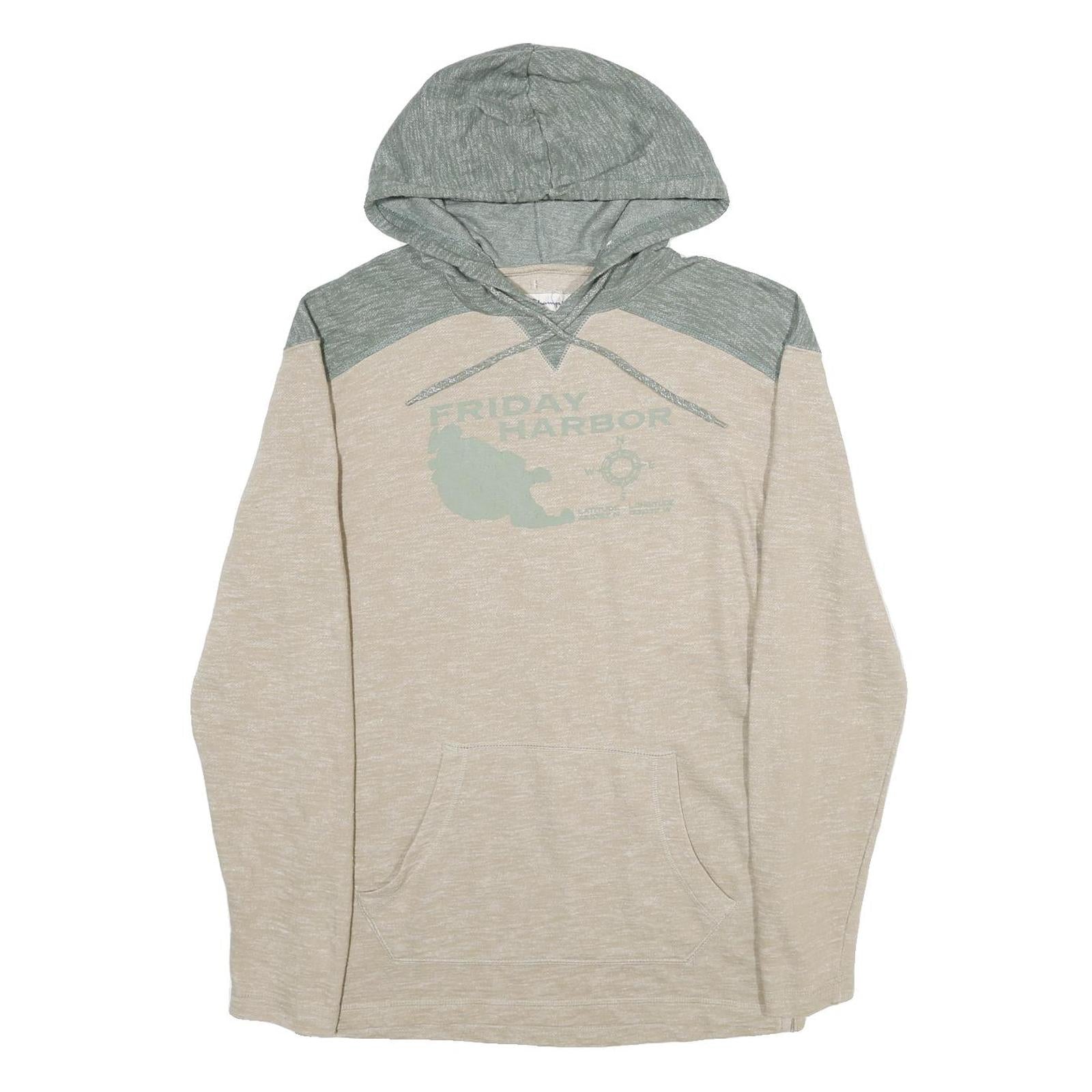 CHAMPION Mens Beige & Grey Friday Harbor Pullover Hoodie S Casual Cotton Blend