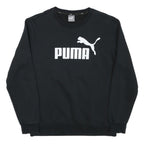 PUMA Mens Black Cotton Blend Crew Neck Sweatshirt M Logo Print Casual
