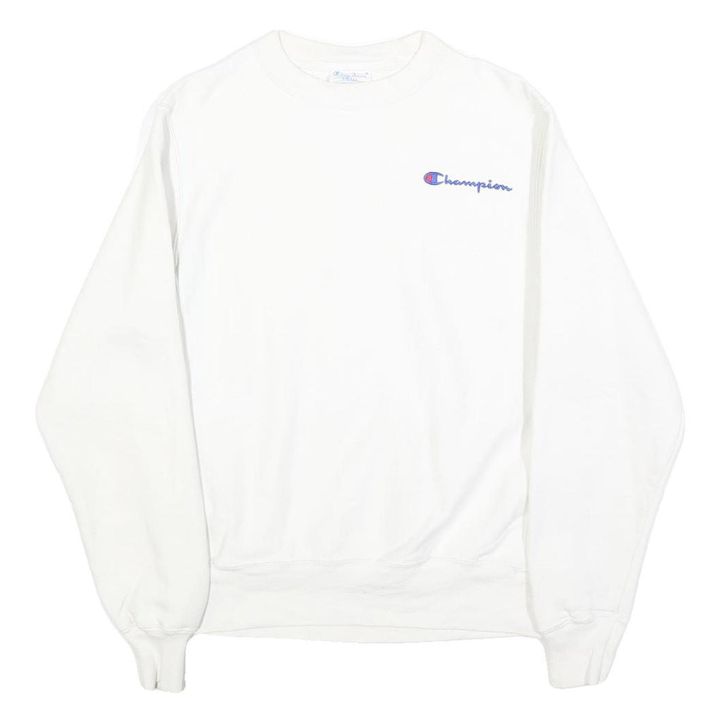CHAMPION REVERSE WEAVE Mens White Crew Neck S Embroidered Logo Sweatshirt