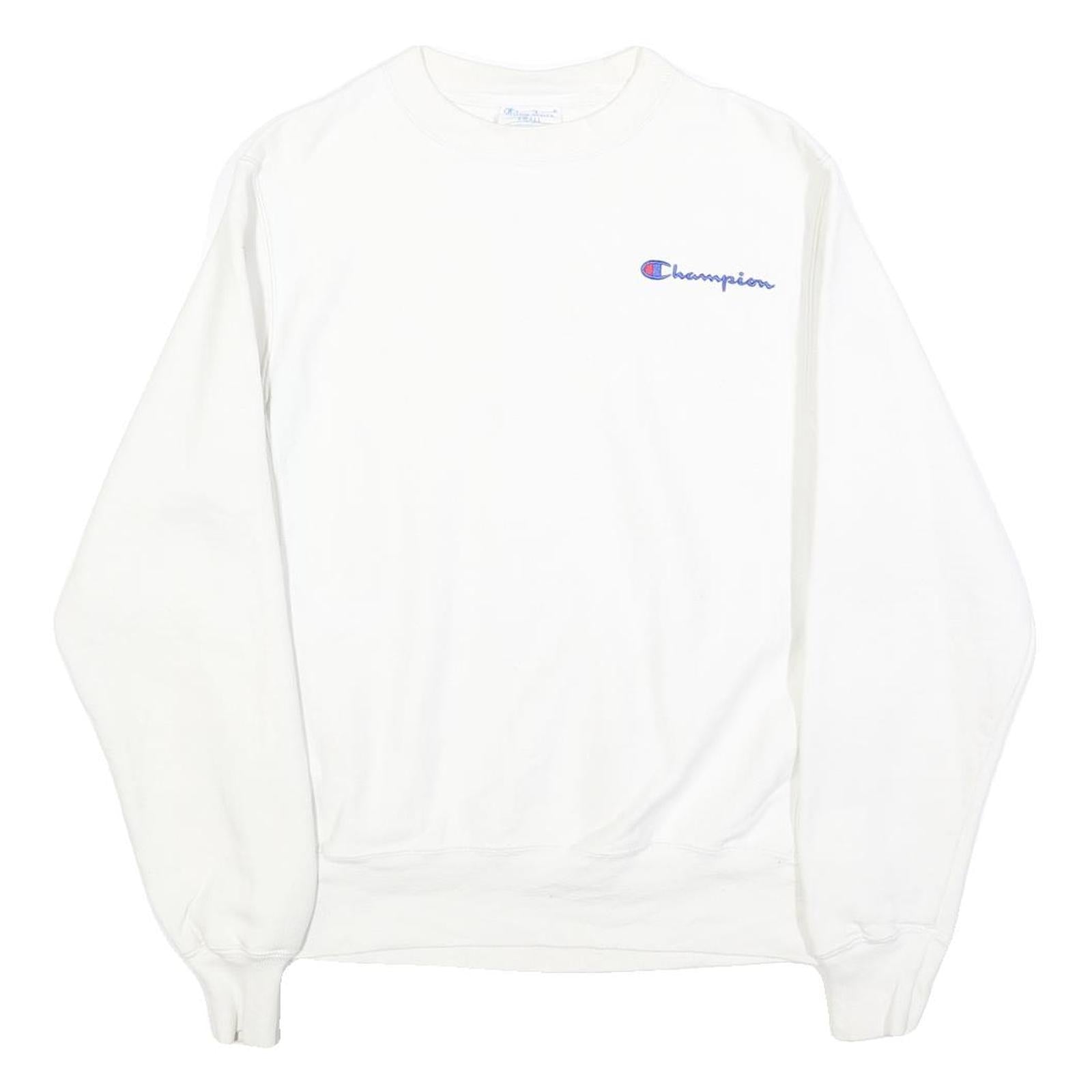 CHAMPION REVERSE WEAVE Mens White Crew Neck S Embroidered Logo Sweatshirt
