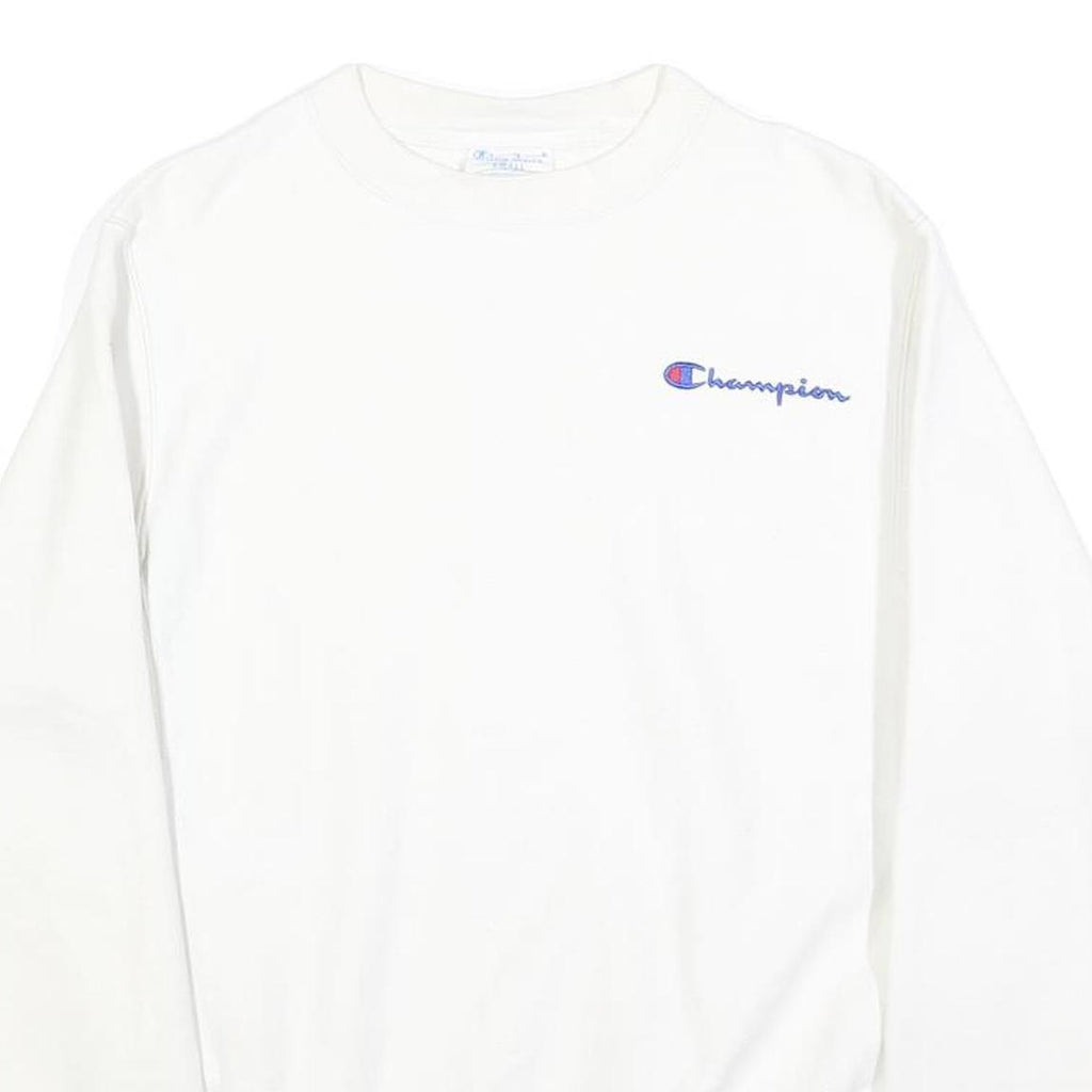 CHAMPION REVERSE WEAVE Mens White Crew Neck S Embroidered Logo Sweatshirt