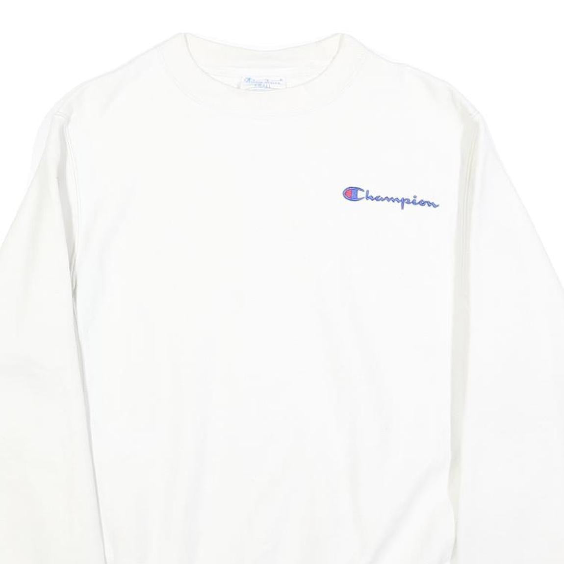 CHAMPION REVERSE WEAVE Mens White Crew Neck S Embroidered Logo Sweatshirt