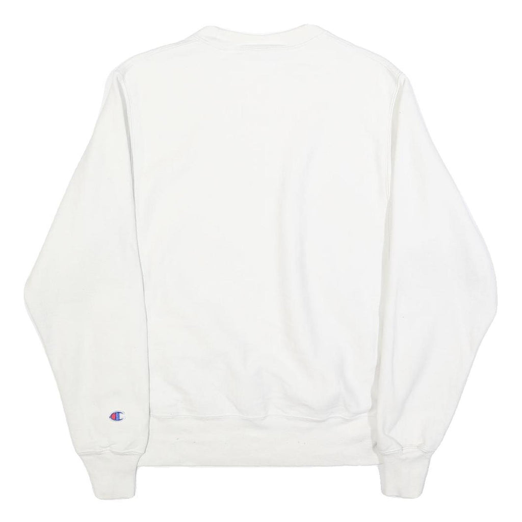 CHAMPION REVERSE WEAVE Mens White Crew Neck S Embroidered Logo Sweatshirt