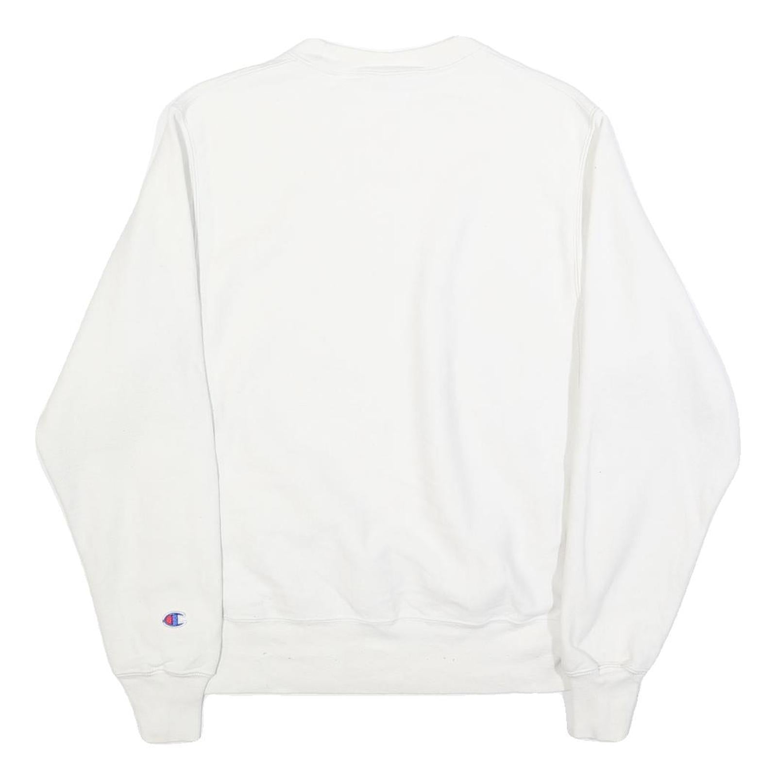 CHAMPION REVERSE WEAVE Mens White Crew Neck S Embroidered Logo Sweatshirt