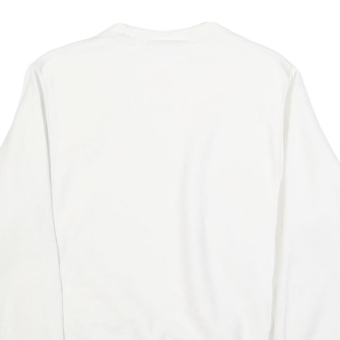 CHAMPION REVERSE WEAVE Mens White Crew Neck S Embroidered Logo Sweatshirt