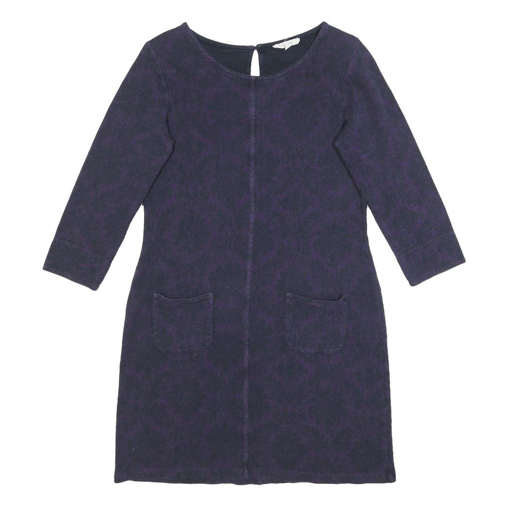 WHITE STUFF Womens Purple Cotton Blend Shift Dress Jersey 3/4 Sleeve UK 12