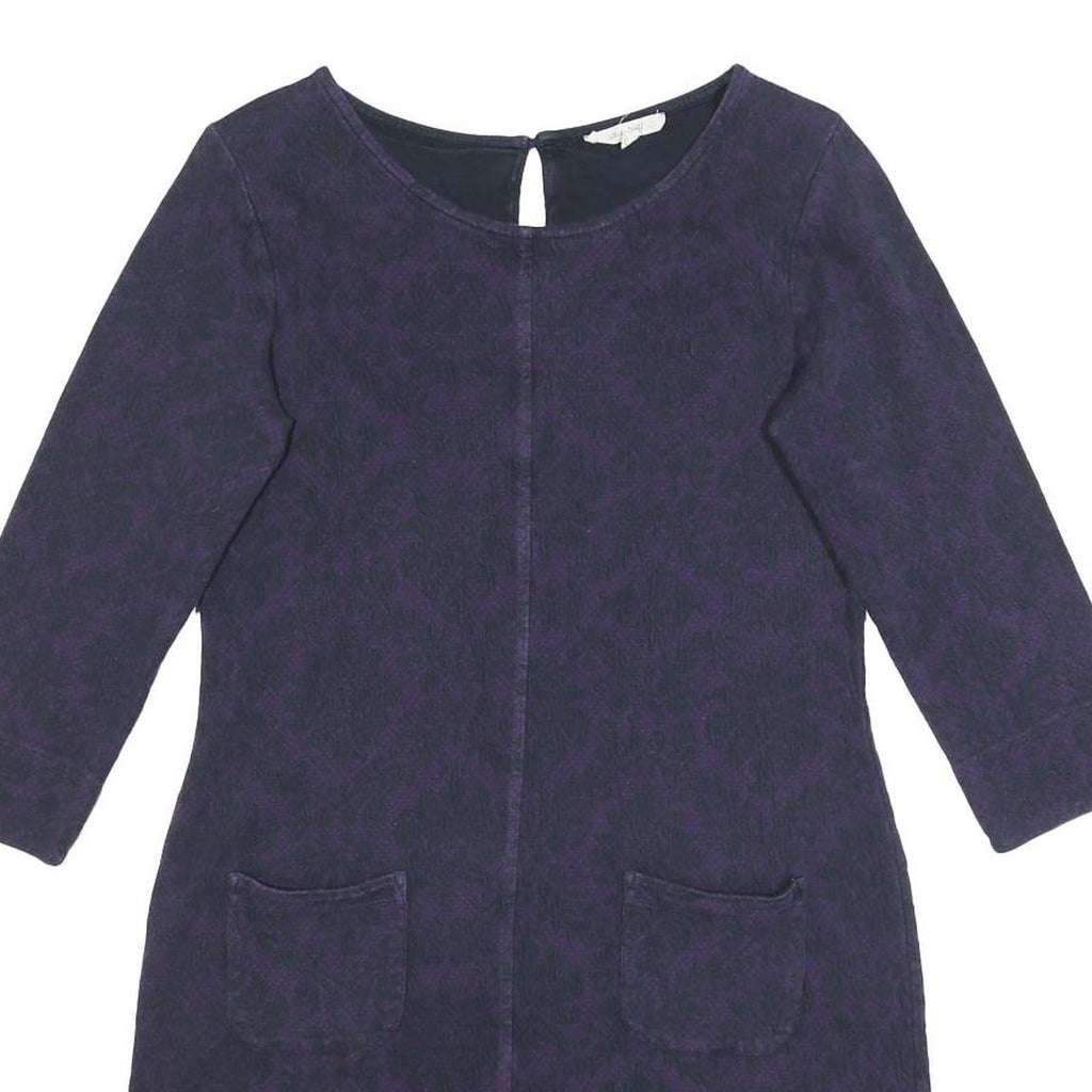 WHITE STUFF Womens Purple Cotton Blend Shift Dress Jersey 3/4 Sleeve UK 12