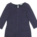 WHITE STUFF Womens Purple Cotton Blend Shift Dress Jersey 3/4 Sleeve UK 12