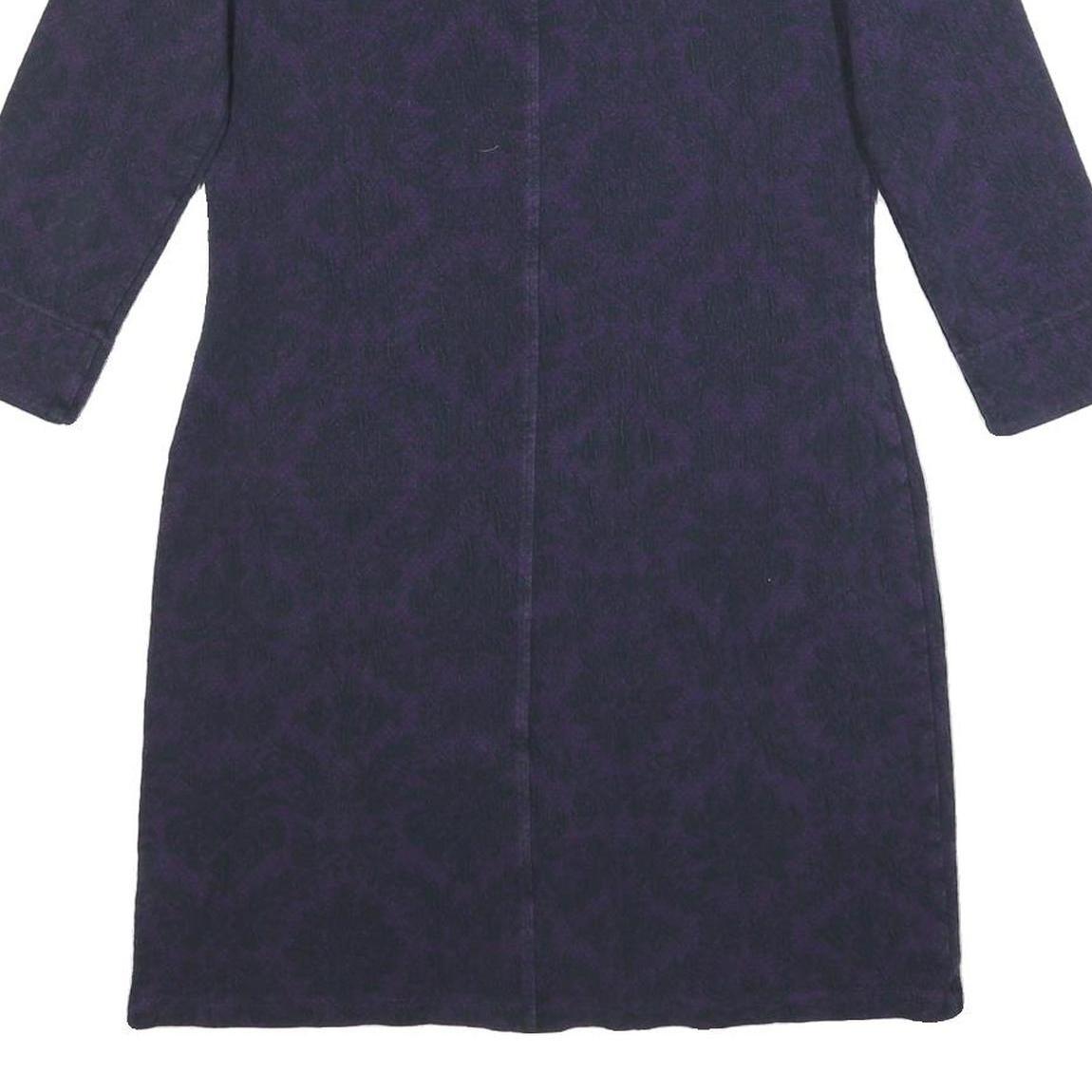 WHITE STUFF Womens Purple Cotton Blend Shift Dress Jersey 3/4 Sleeve UK 12