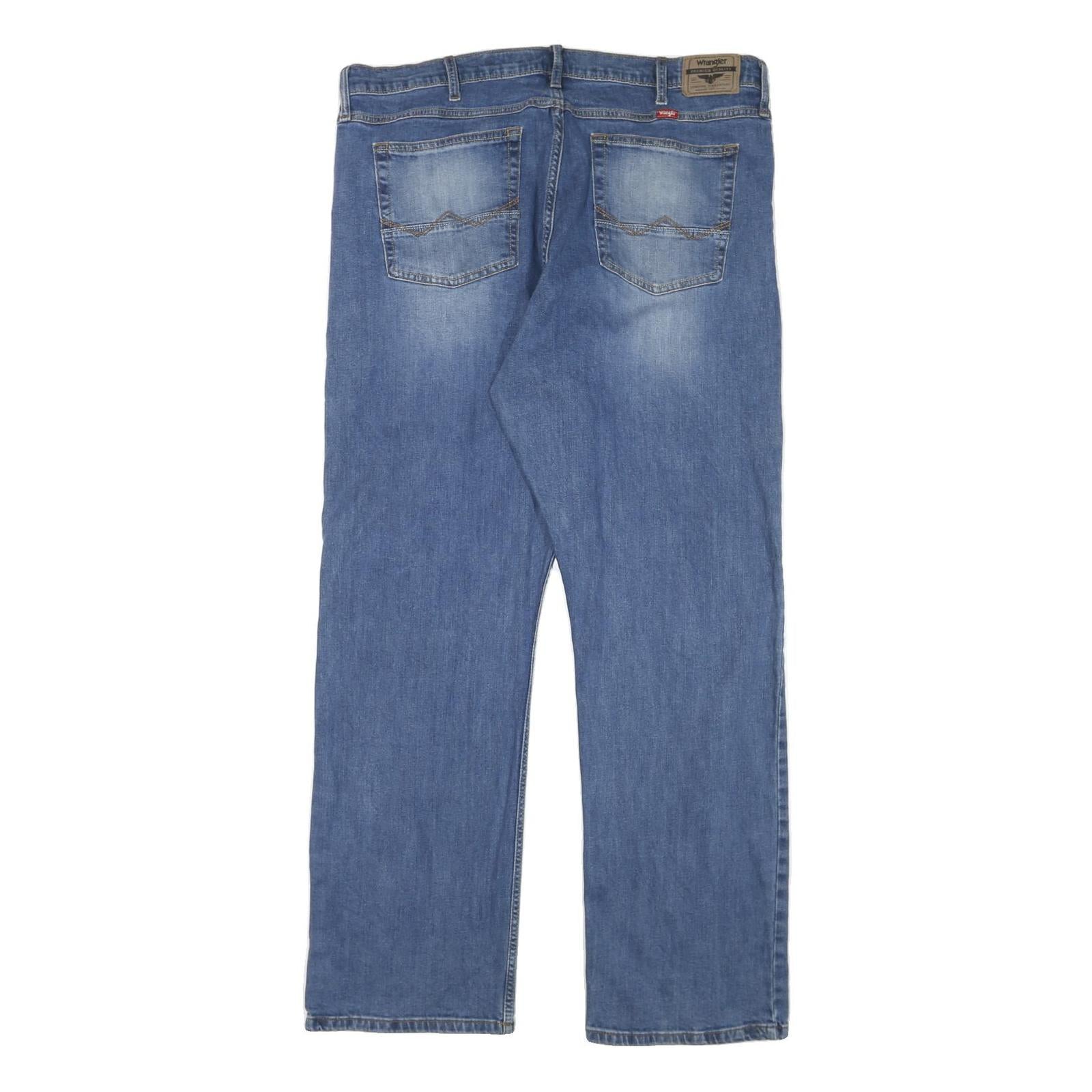 WRANGLER Mens Regular Fit Blue Denim Jeans W40 L33 Classic Zip Closure