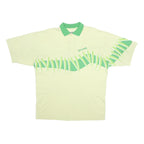 SPALDING Mens Cream & Green Abstract Print Short Sleeve Polo Shirt L Casual
