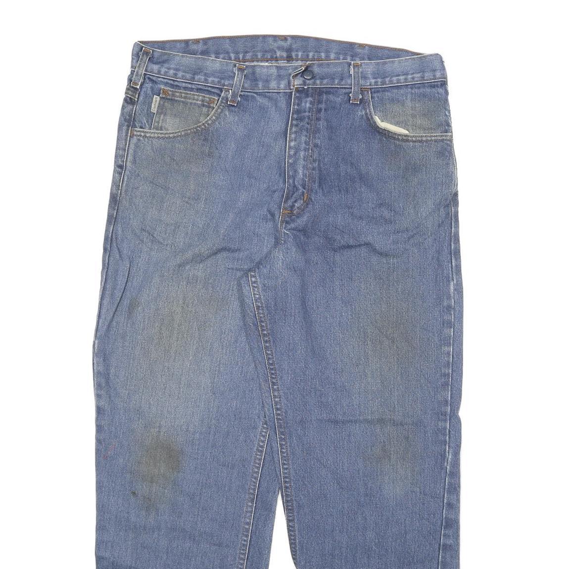 CARHARTT Mens Regular Fit Blue Denim Jeans W36 L30 Classic Cotton Blend Zip