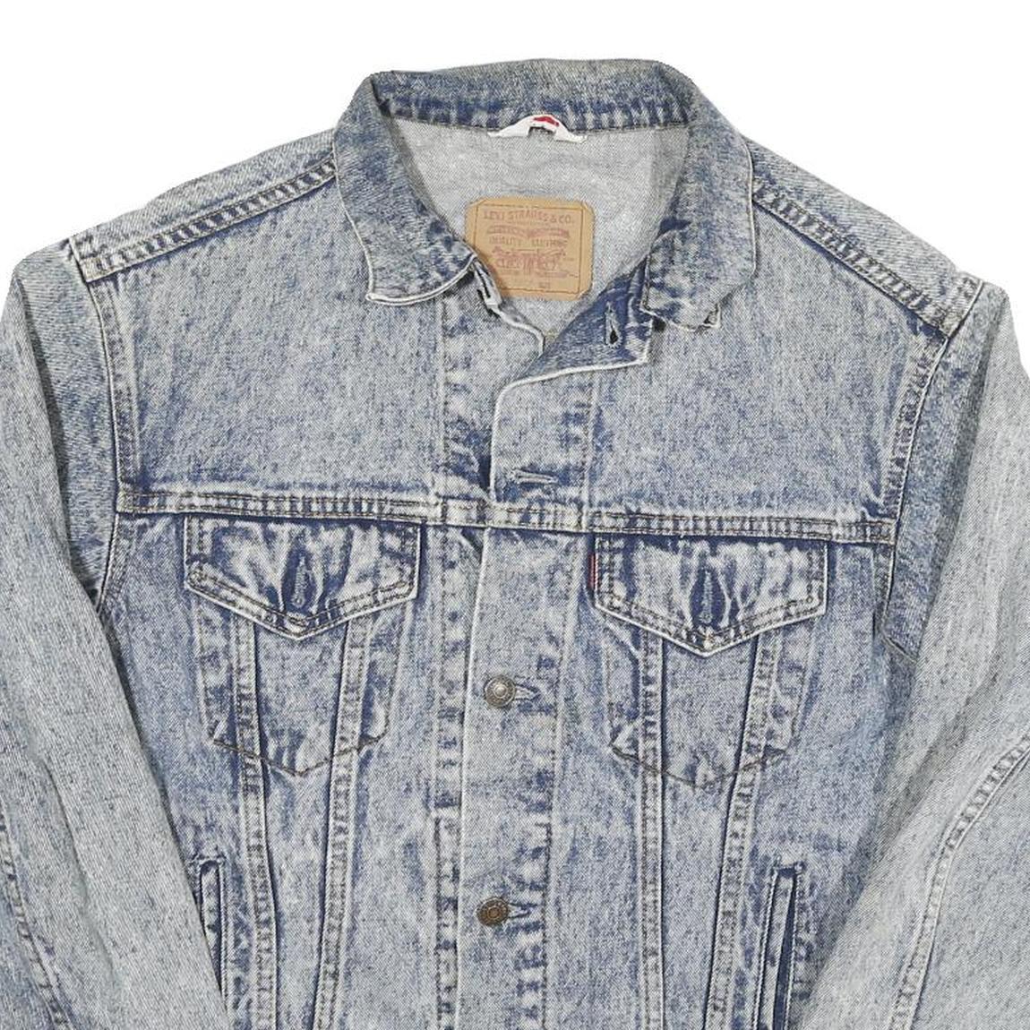 LEVI'S Mens Blue Denim Jacket S Cotton Blend Button Closure Classic Fit Casual