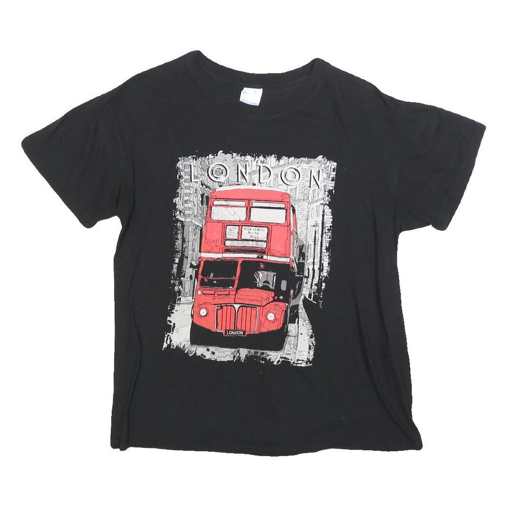 Womens Black London Bus Graphic T-Shirt M Short Sleeve Crew Neck Cotton Blend