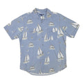 BASIC EDITION Mens Blue Shirt L Cotton Blend Sailing Boat Print Summer Casual