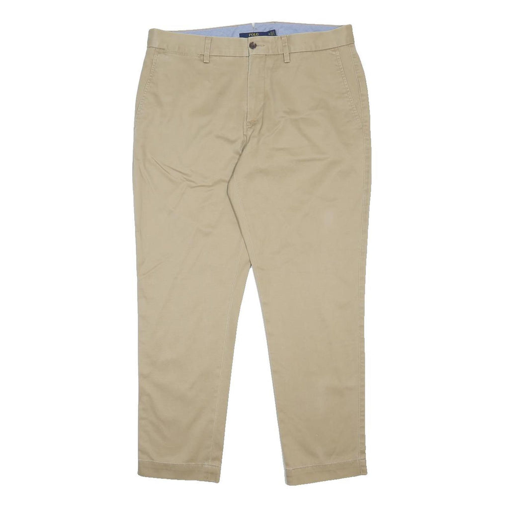 POLO RALPH LAUREN Womens Cotton Blend Beige Regular Fit Straight Trousers W33