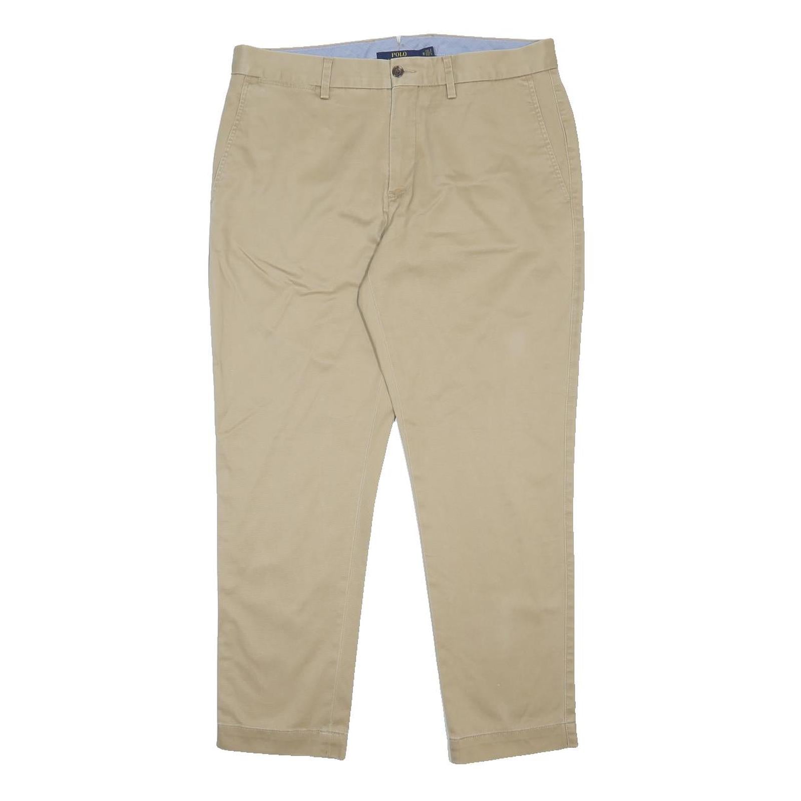 POLO RALPH LAUREN Womens Cotton Blend Beige Regular Fit Straight Trousers W33