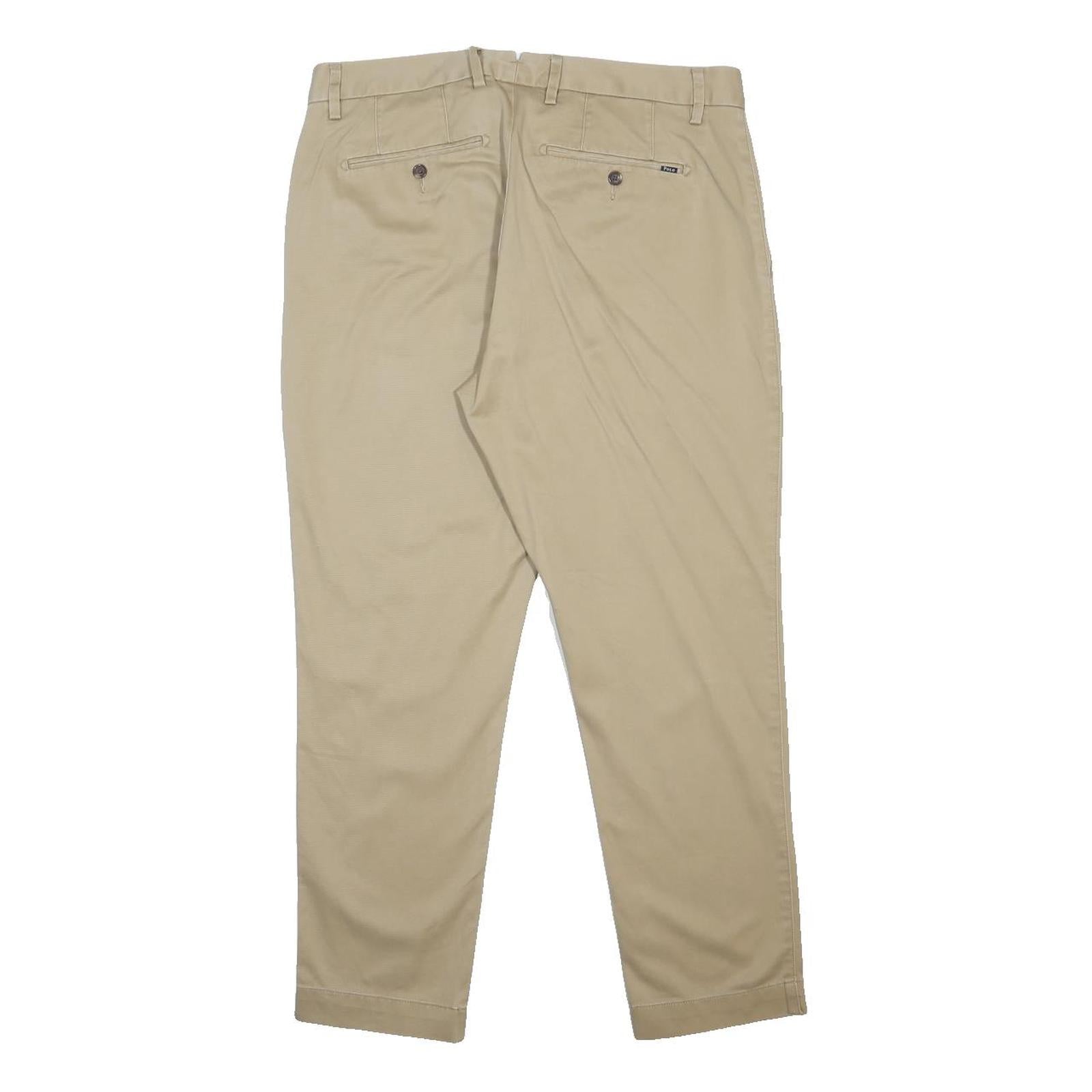 POLO RALPH LAUREN Womens Cotton Blend Beige Regular Fit Straight Trousers W33