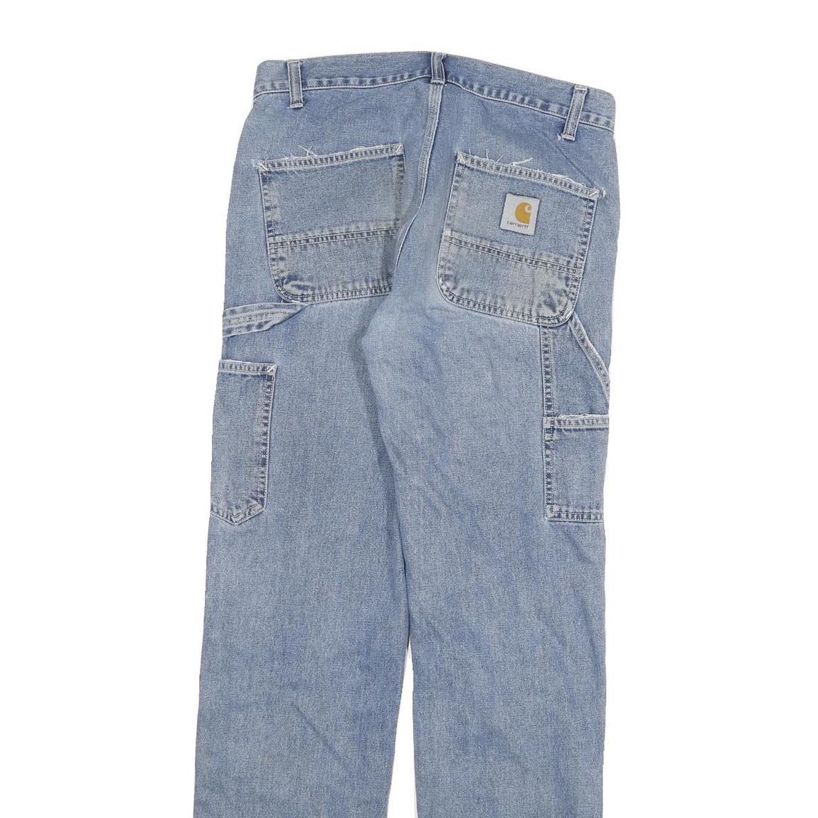 CARHARTT Mens Slim Light Blue Denim Jeans W29 L34 Zip Closure Cotton Blend