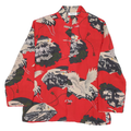 ANIA.A Womens Red Printed Blouse Long Sleeve Button Neck S Crane and Mountain