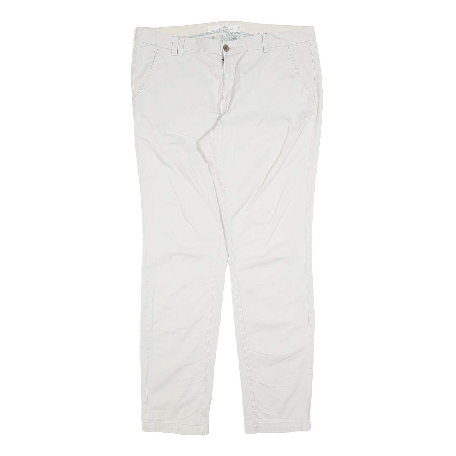 H&M Womens Cotton Blend White Slim Tapered Trousers W34 L32 Casual Smartwear