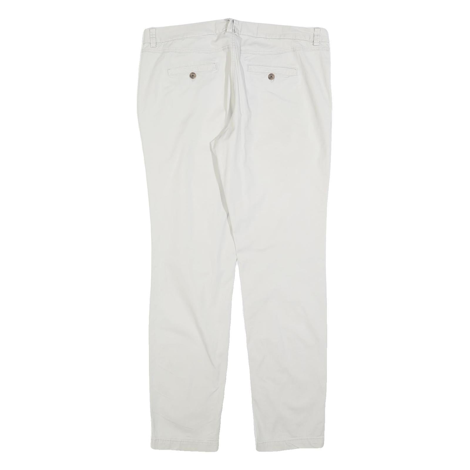 H&M Womens Cotton Blend White Slim Tapered Trousers W34 L32 Casual Smartwear