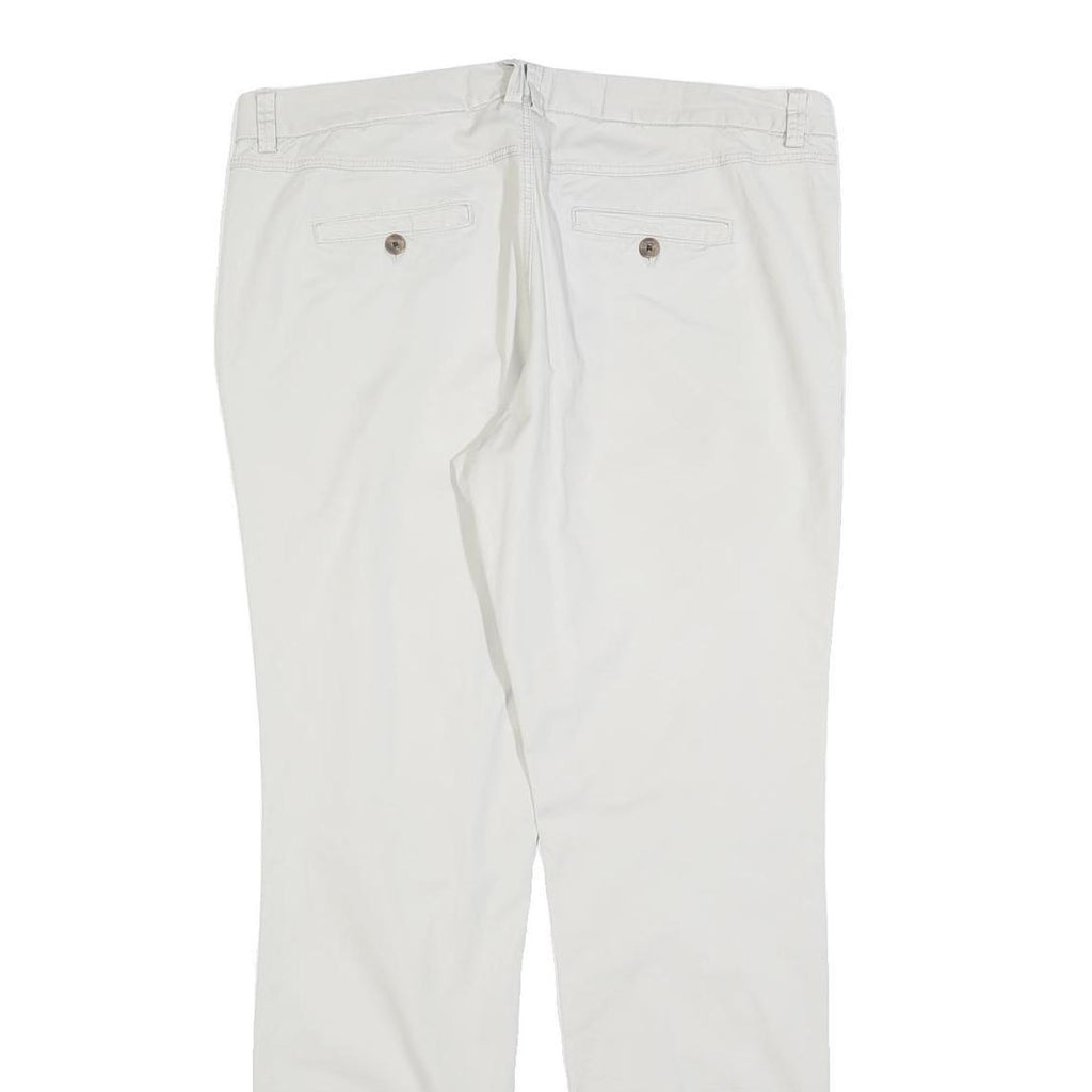 H&M Womens Cotton Blend White Slim Tapered Trousers W34 L32 Casual Smartwear