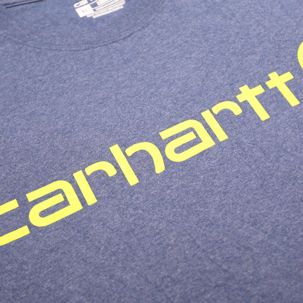 CARHARTT Mens Blue Graphic T-Shirt XL Short Sleeve Crew Neck Cotton Blend