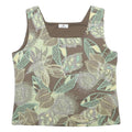 KINGFIELD Womens Green & Cream Floral Printed Sleeveless Square Neck Top L