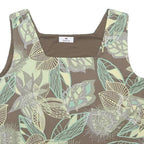 KINGFIELD Womens Green & Cream Floral Printed Sleeveless Square Neck Top L