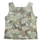 KINGFIELD Womens Green & Cream Floral Printed Sleeveless Square Neck Top L