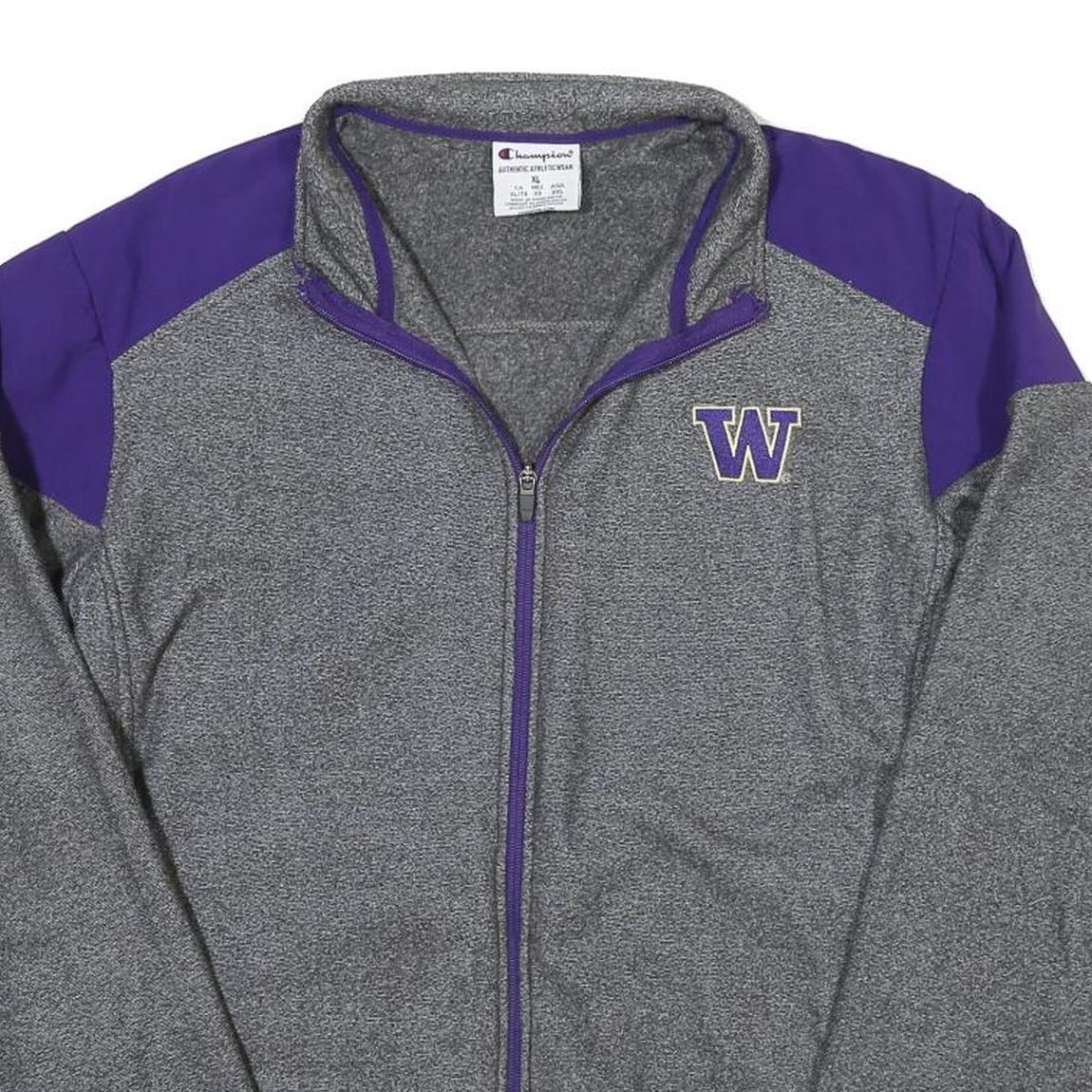 CHAMPION Mens Grey & Purple Zip Jacket XL Polyester Blend Huskies Athletic