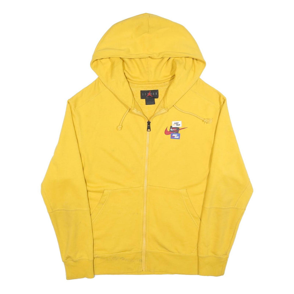 AIR JORDAN Mens Yellow Hoodie L Zip Up Cotton Blend Casual Sweatshirt